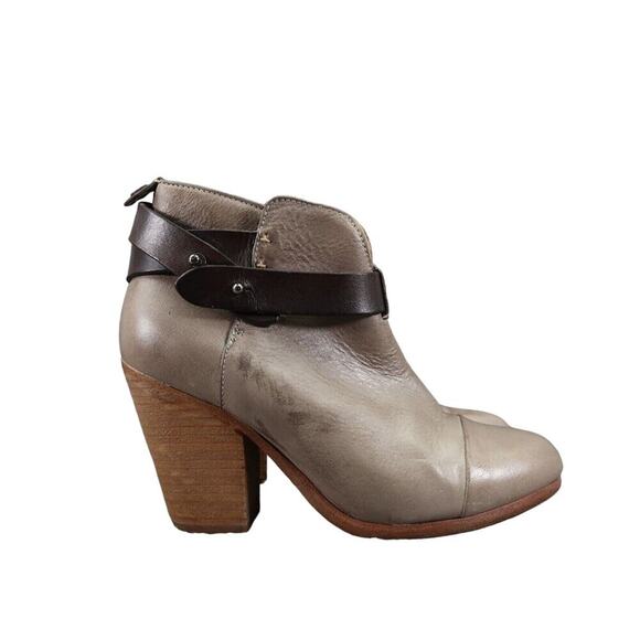 Rag & Bone Shoes Womens 35 Bootie Harrow Stacked Heel Cap Toe Leather Strap Gray - Picture 16 of 16